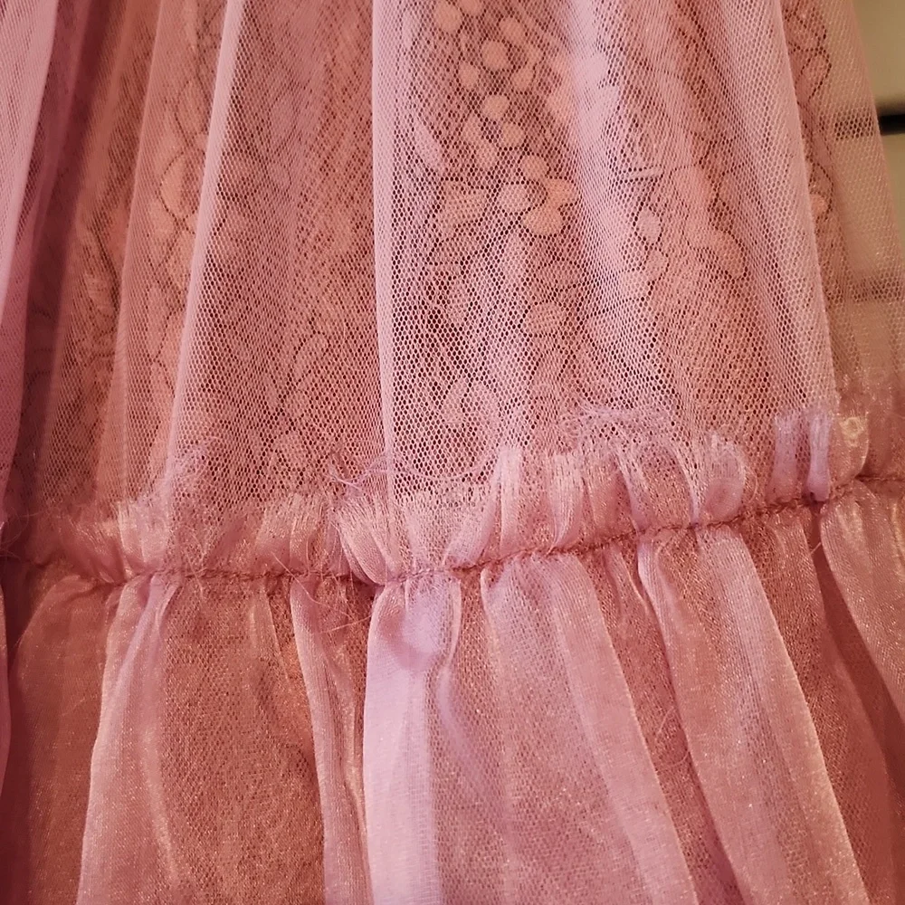 Brenda Knight x Free People Anne Tulle Maxi Skirt Mauve Pink Fairy Cottage - Picture 4 of 13